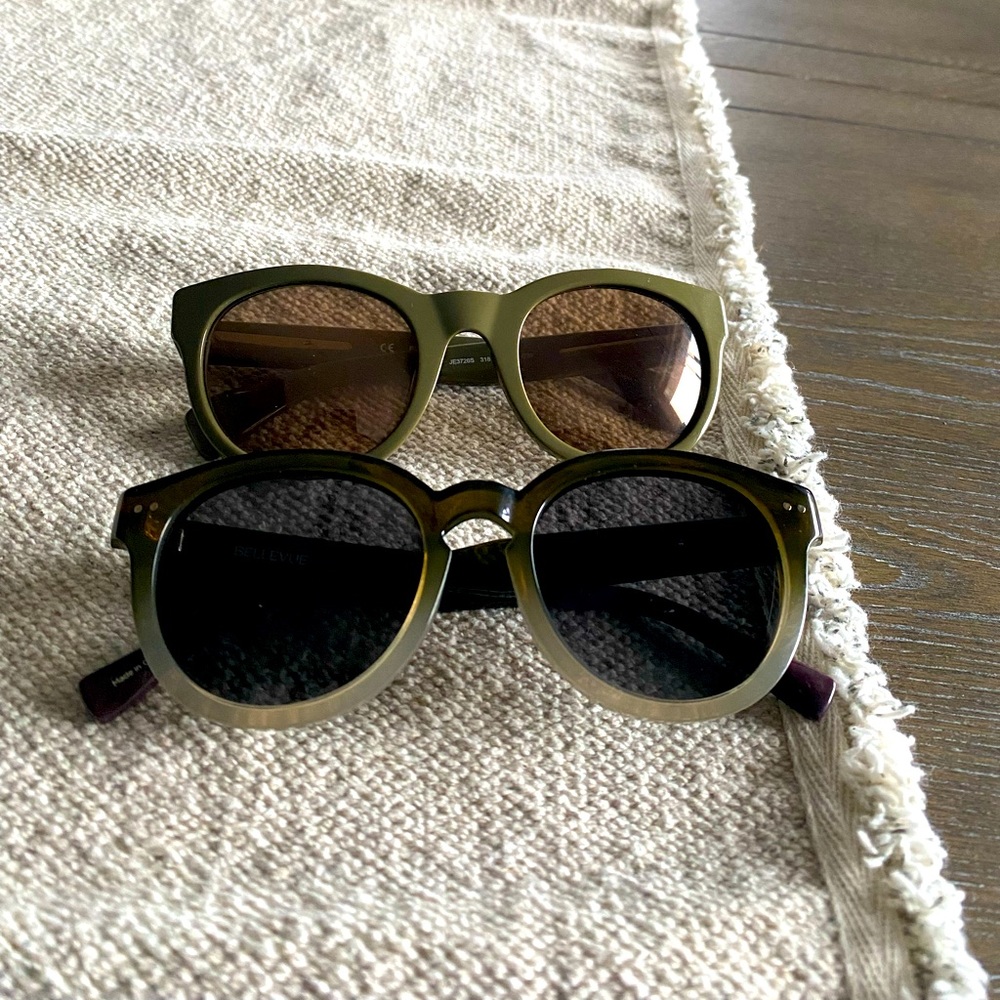 Two Gorgeous Olive Green Sunglasses - J.Crew and Toms